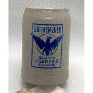 Vintage Siechen Bier J.G. Reif A.G. Nurnberg Brewery Miniature‎ Cermaic Stein